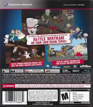 Family Guy - Back to the Multiverse (USA) box cover back